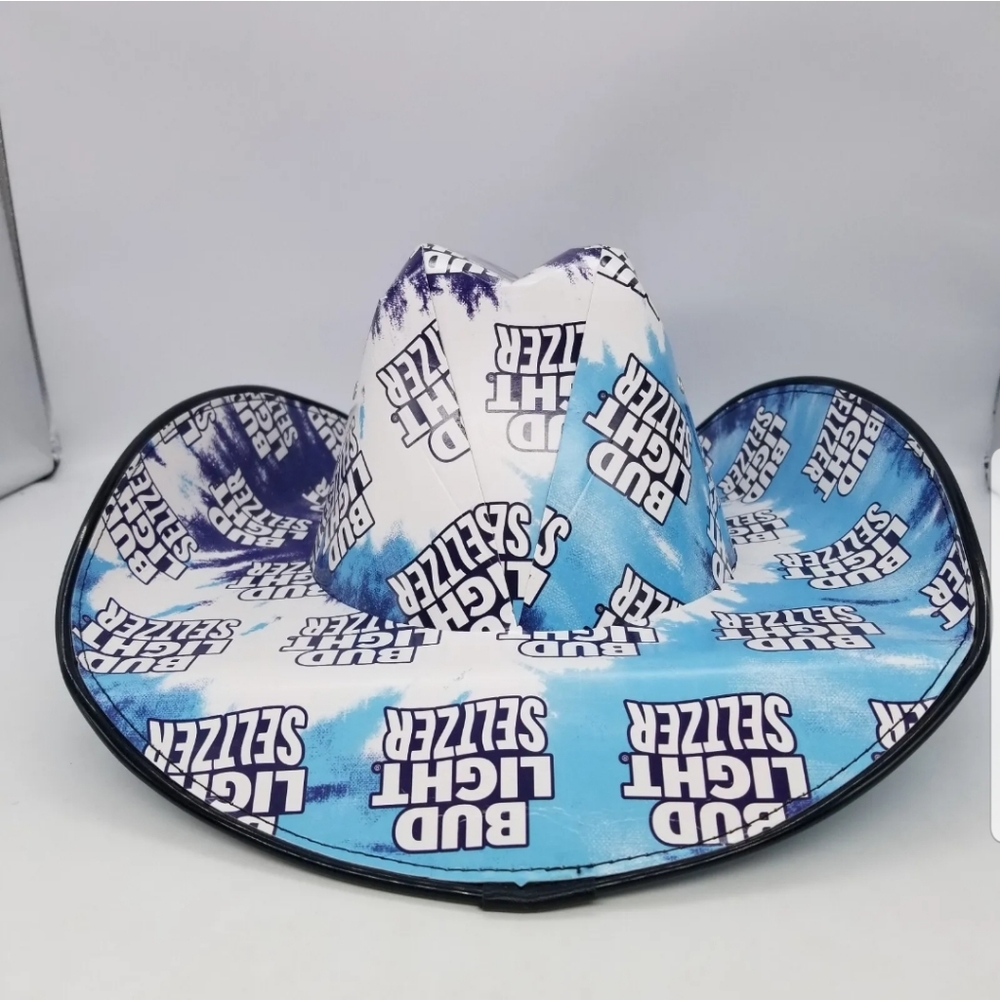 Bud Light Seltzer Cowboy Hat Beer Box Cardboard - New With Tags. One Size Adult